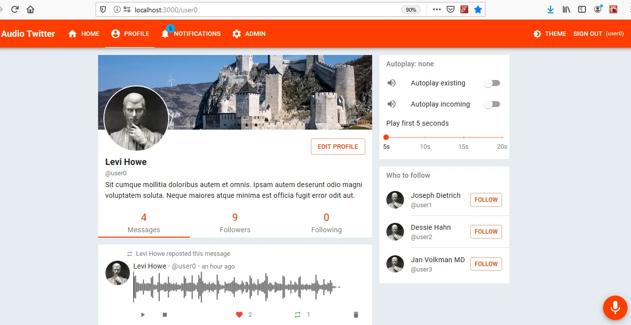 Homepage Audio Twitter