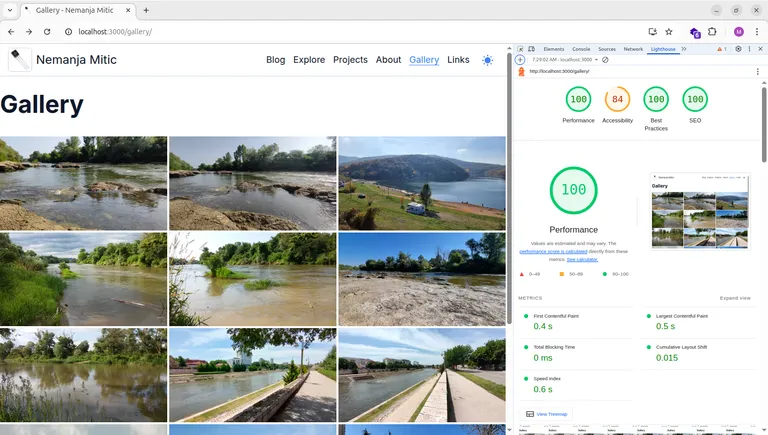 New gallery Lighthouse score